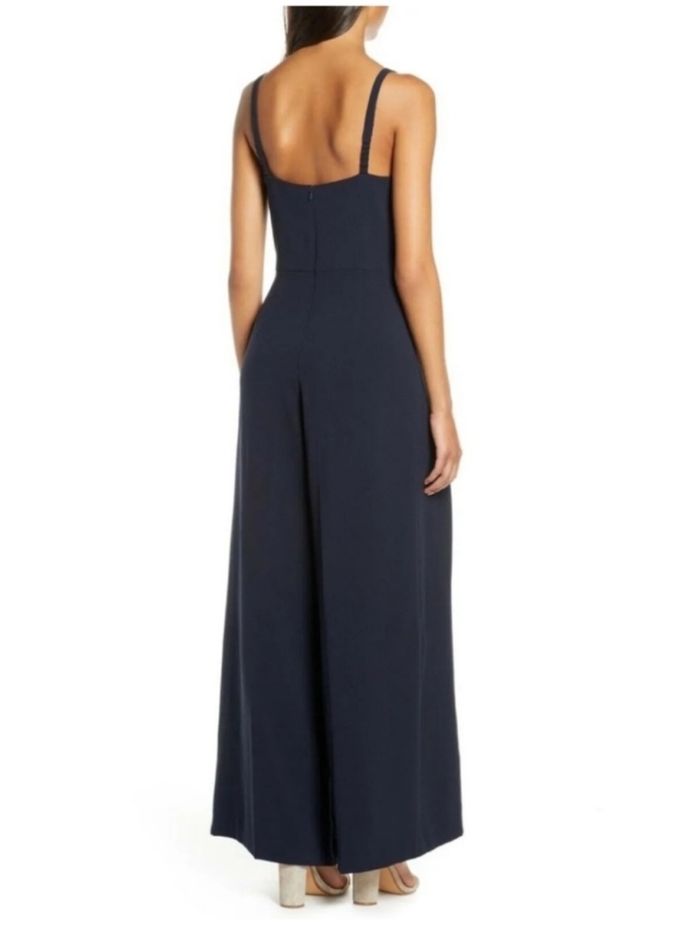 Eliza J Sweetheart Neck Pleated Wide Leg Crepe Jumpsuit - Picture 3 of 12
